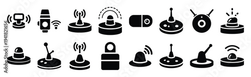 smart sensor technology web icon set in silhouette style.