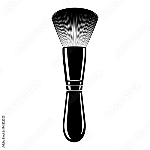 Elegant Black and White Makeup Brush Illustration.