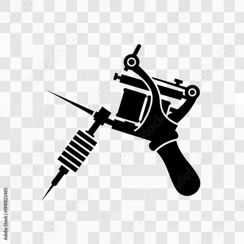 Black Tattoo Machine Illustration for Body Art Design.