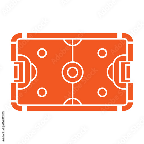 Soccer field illustration with white lines on orange background