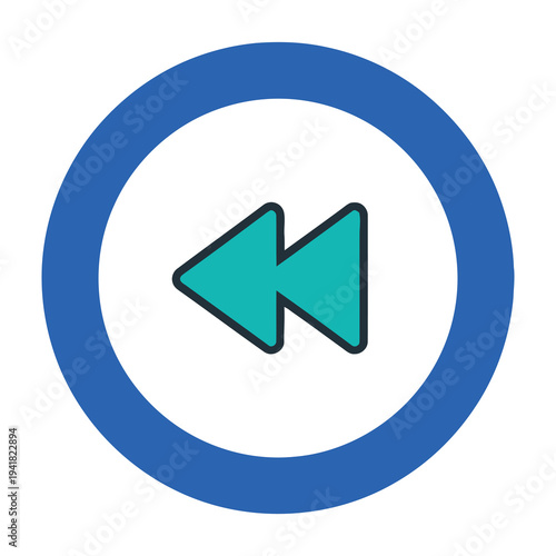 Blue circular icon with double green arrow