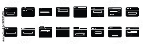 web browser technology web icon set in silhouette style.