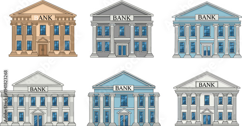 Bank building silhouette illustration, classical architecture landmark artwork, financial institution design vector, detailed black and white civic structure drawing