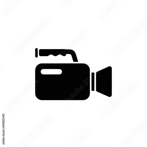 Black and White Icon of a Video Camera.