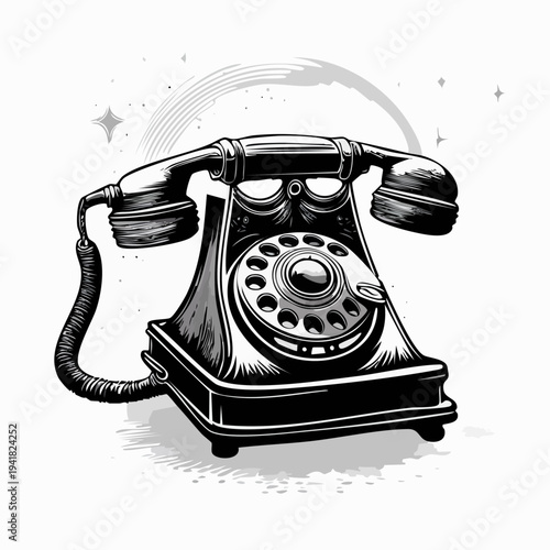 Vintage Black Old Fashioned Telephone.