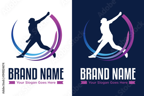 modern Cricket bowler player Sport illustration Logo Vector Design