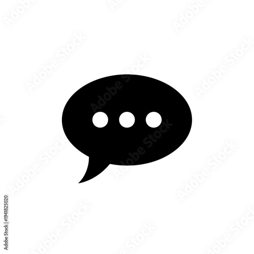 Black Speech Bubble with Ellipsis Icon.