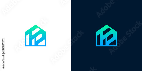 Vibrant gradient house logo design featuring a modern geometric structure, symbolizing innovation, growth, and digital real estate solutions