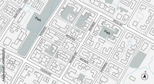 Detailed Urban Map Depicting City Blocks and Infrastructure.