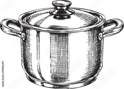 Metal Stock Pot with Lid Silhouette Cooking Utensil Kitchenware Culinary Equipment Food Preparation