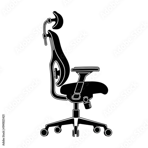 Ergonomic office chair silhouette for posture support.