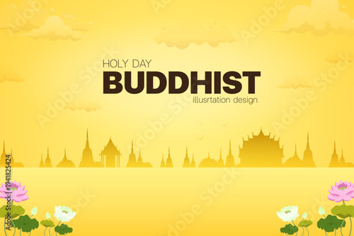 holy Buddhist Day Golden thailand asia temple background Poster