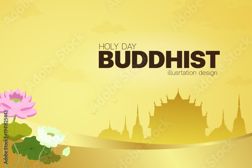 holy Buddhist Day Golden thailand asia temple background Poster
