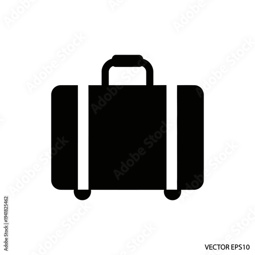 Black Suitcase Icon for Travel and Vacation.