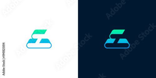 Sleek and vibrant abstract letter logo design, incorporating a dynamic gradient to symbolize digital innovation, educational content, and forward-thinking technology brands