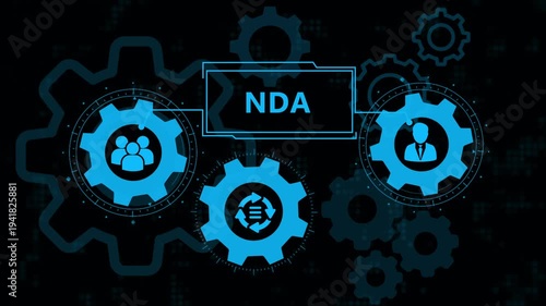 NDA Business Process Automation and Digital Strategic Management Concepts, Innovative Corporate Technology Integration and Conceptual Enterprise System Optimization with Workflow Efficiency Graphic.