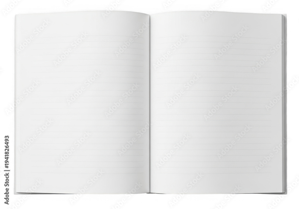 Naklejka premium Open blank notebook pages isolated on transparent background