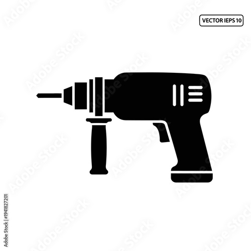 Electric Drill Icon - Power Tool for Construction and DIY Projects.