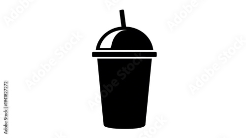 An illustrative image of a refreshing beverage in a transparent cup with a straw