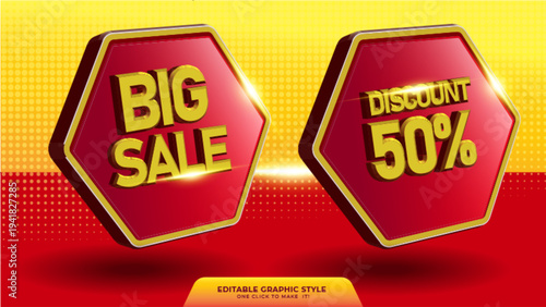 3D Sale Banner Rendered with Graphic Style