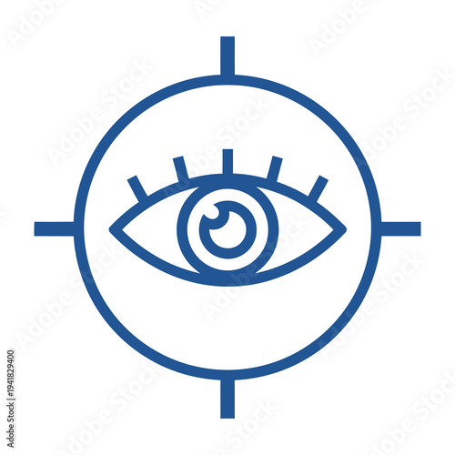 Eye symbol in crosshairs targeting focus concept