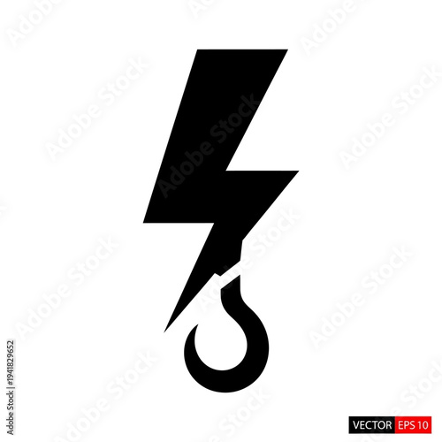 Electrical Hazard Crane Hook Symbol Illustration.