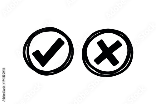 Set check mark and cross. Vector illustartion
