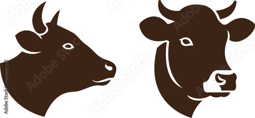 Cow head silhouette set vector