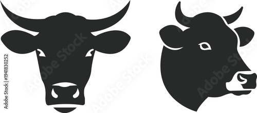 Cow head silhouette set vector