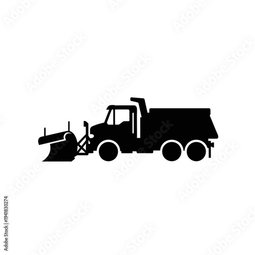 Silhouette of a snowplow truck for winter maintenance.