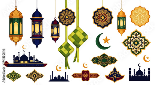 Ramadan Decorative Elements and Islamic Ornaments for Festive Celebrations