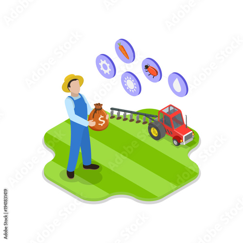 3D Isometric Flat Vector Illustration of Agricultural Loan, Business Financing Program. Item 2