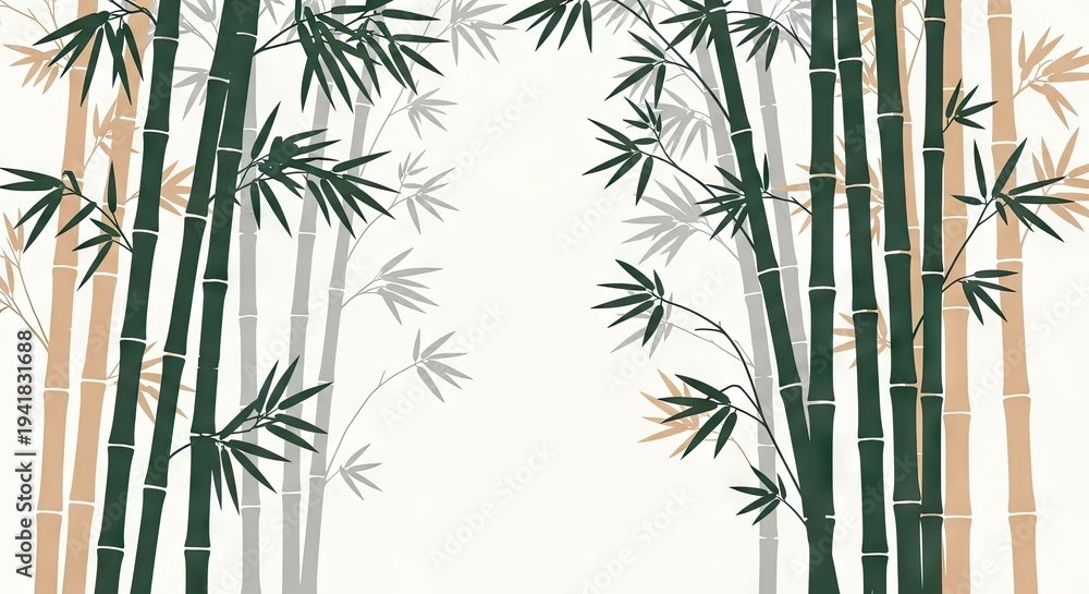 Naklejka premium Elegant bamboo forest illustration with copy space for design and background use