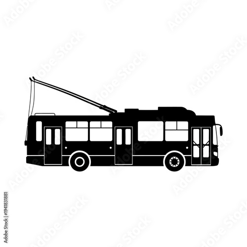 Silhouette of a Trolleybus - Public Transportation Vehicle.