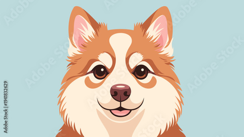 Illustration of a cute corgi dog with a friendly expression and fluffy fur, perfect for pet-related designs