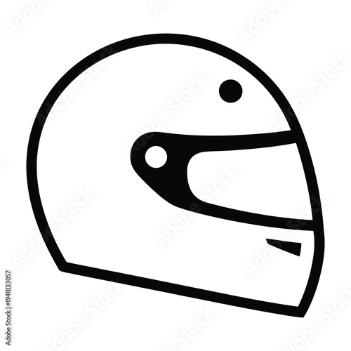 Black and white line art of a racing helmet