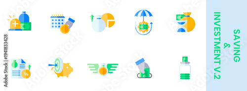 Saving and investment flat icon set v.2