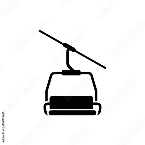 Ski Lift Icon - Winter Sports Transportation Symbol.