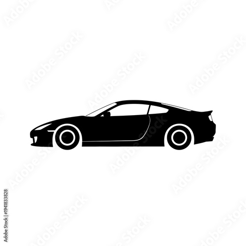 Sleek Black Sports Car Silhouette Illustration.