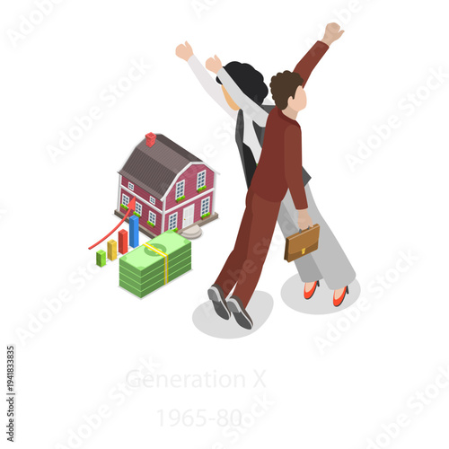 3D Isometric Flat Vector Illustration of Generations Comparison, Social Groups Concept. Item 4