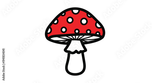 A simple illustration of a red and white spotted mushroom