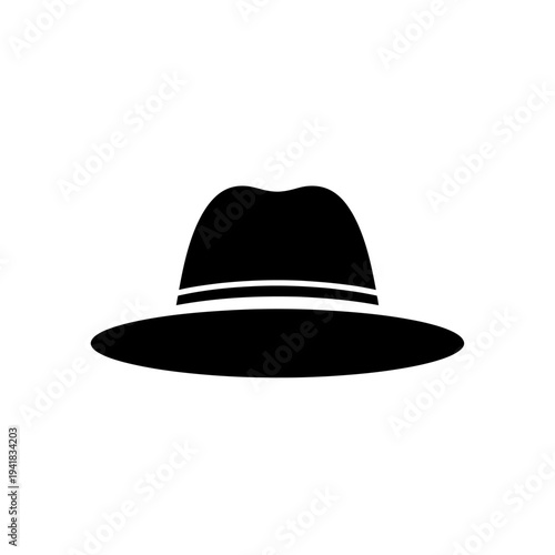 Elegant black fedora hat fashion accessory.