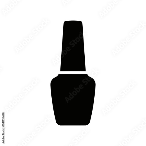 Elegant Black Nail Polish Bottle Silhouette Illustration.