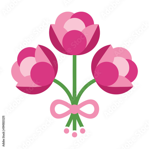 Pink tulip bouquet tied with ribbon