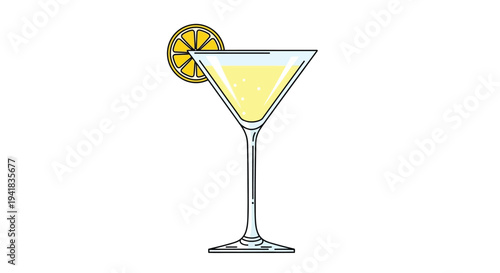 A vibrant illustration of a lemon martini with a citrus garnish