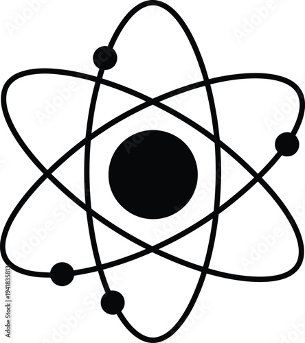 Atom Bohr Model Silhouette Orbiting Electrons Nucleus Science Physics Concept