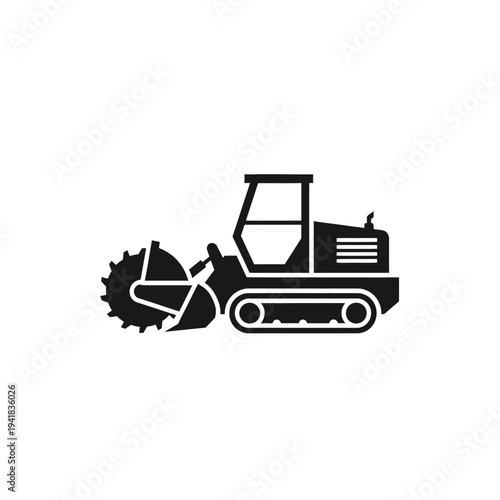 Trenching Machine Icon for Construction and Excavation.