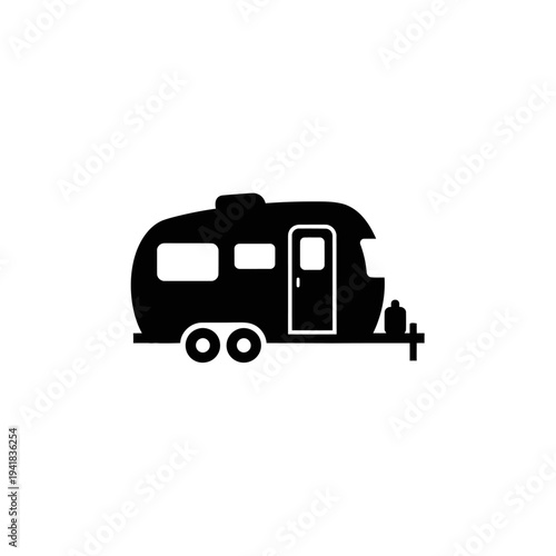 Vintage Camper Silhouette - Travel and Outdoor Adventure.
