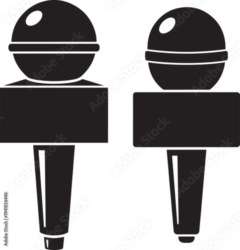 Silhouette icons of microphones for news reporting