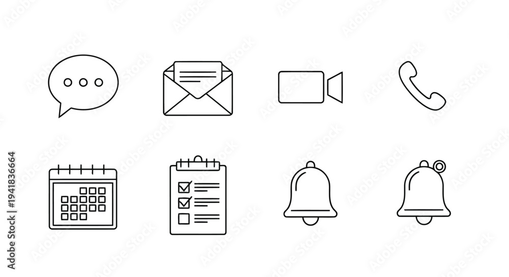 Fototapeta premium Communication and organization icons: chat, mail,, phone